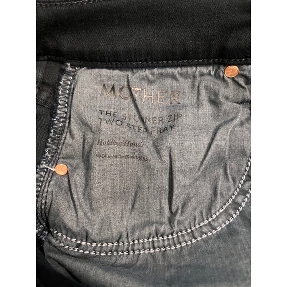 MOTHER The Stunner Zip Two Step Fray Women's Black Denim Jeans Sz 27 - Picture 6 of 11